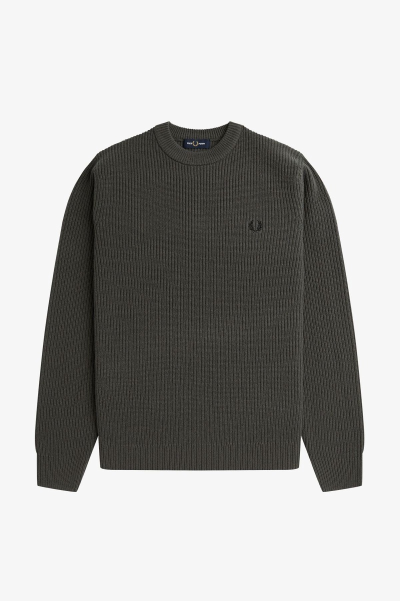 Knitwear Fred Perry Textured Lambswool Jumper Homme Vert | FREAH77569