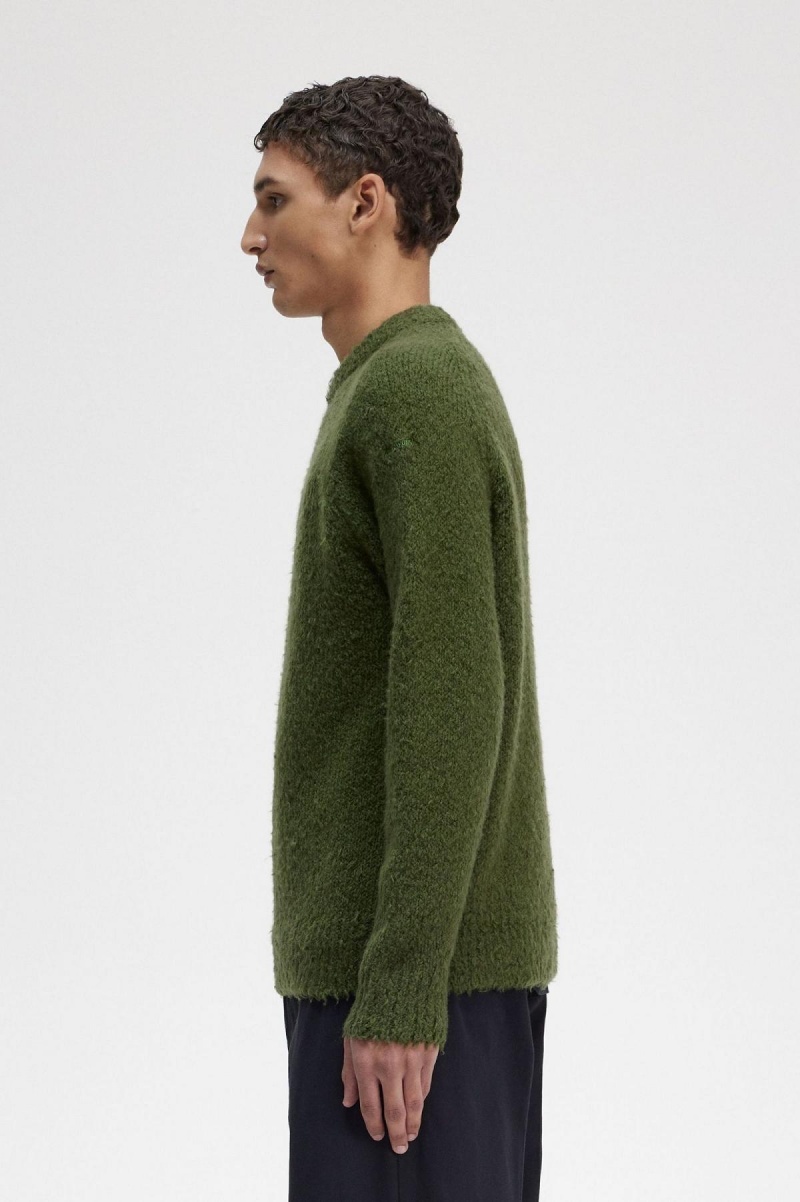 Knitwear Fred Perry Textured Tricoté Jumper Homme Chive | EFRVG52559