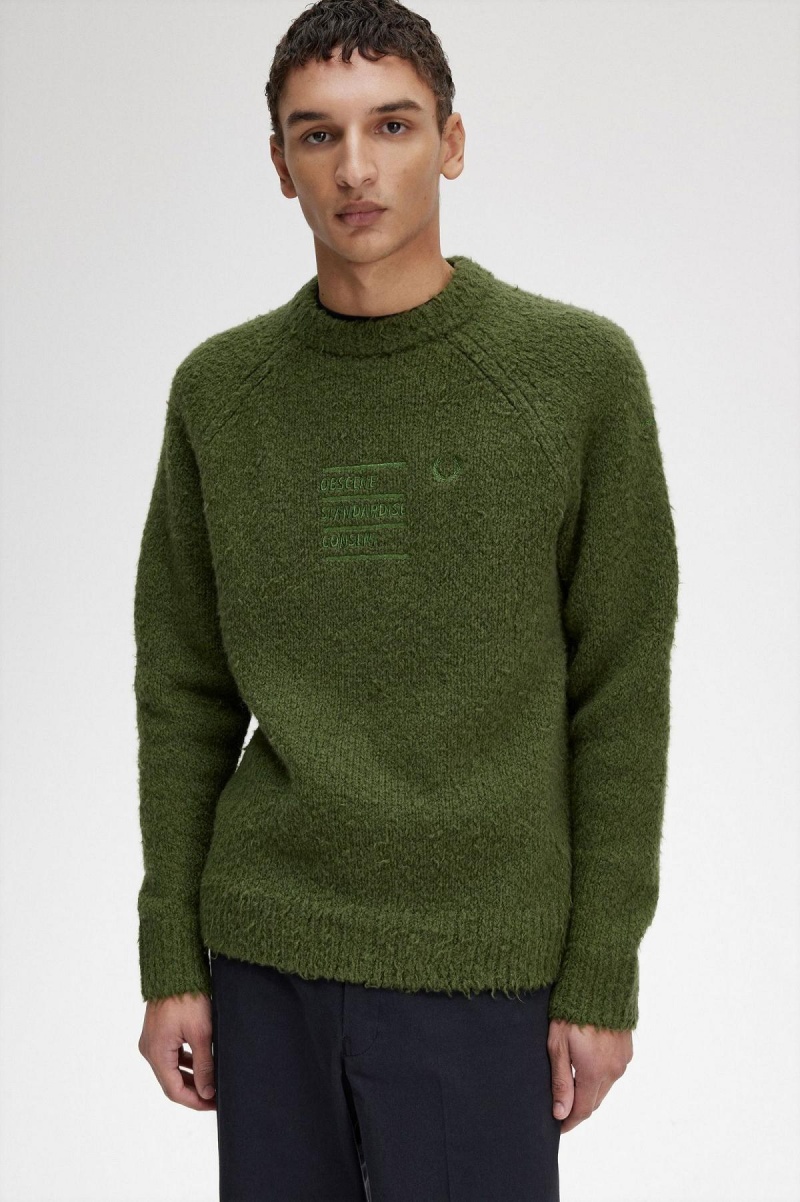 Knitwear Fred Perry Textured Tricoté Jumper Homme Chive | EFRVG52559