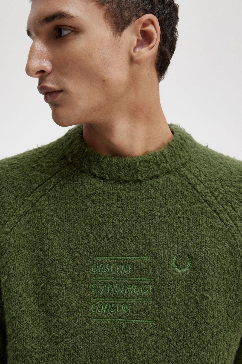 Knitwear Fred Perry Textured Tricoté Jumper Homme Chive | EFRVG52559