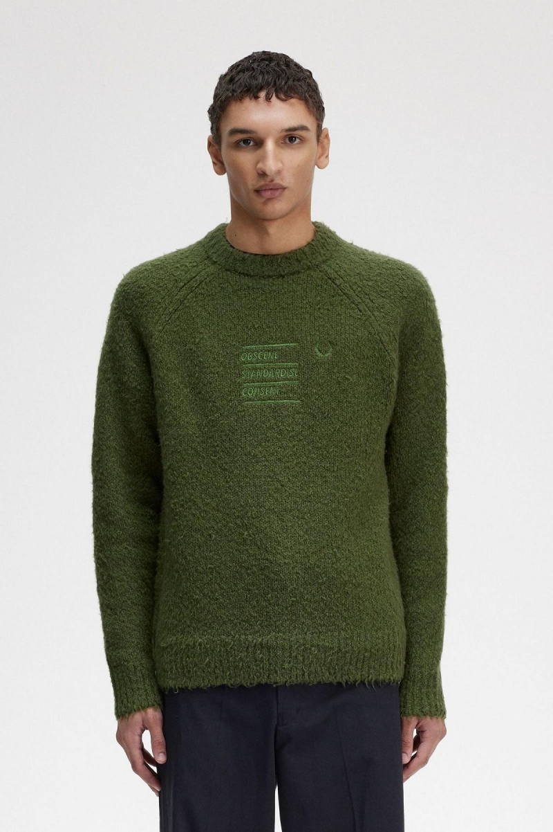 Knitwear Fred Perry Textured Tricoté Jumper Homme Chive | EFRVG52559