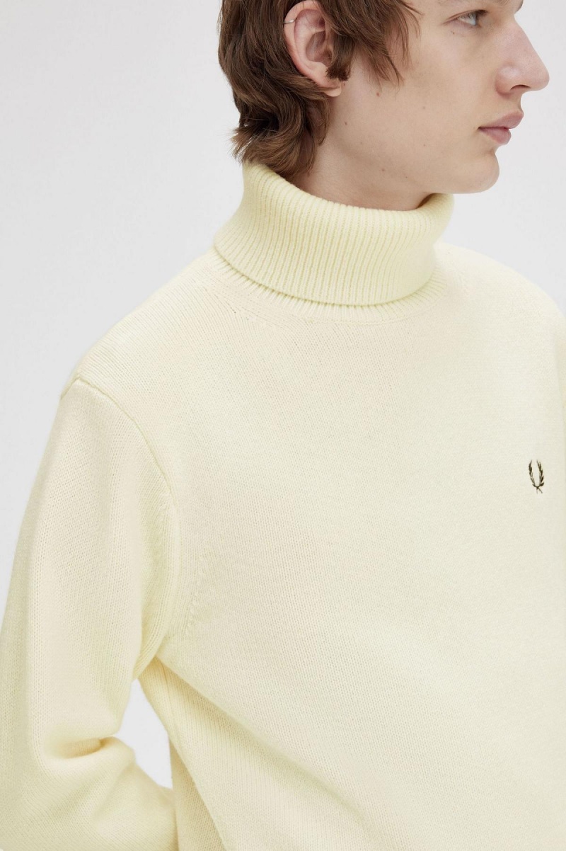 Knitwear Fred Perry Tricoté Roll Neck Jumper Homme Ecru | BFRSO16392