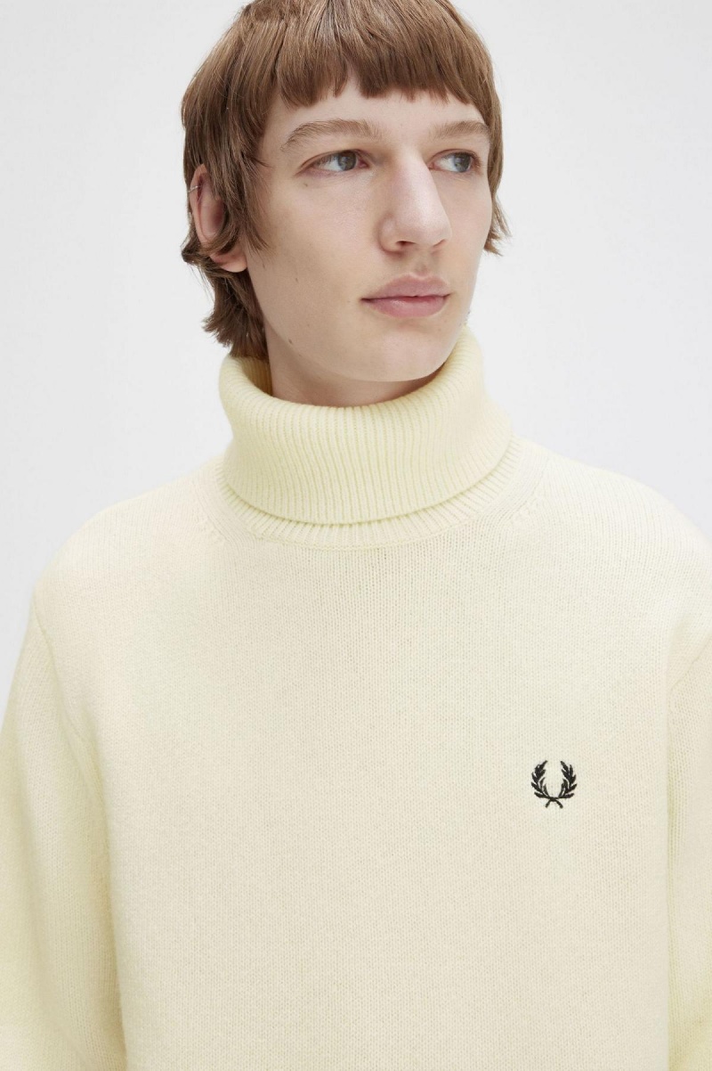 Knitwear Fred Perry Tricoté Roll Neck Jumper Homme Ecru | BFRSO16392