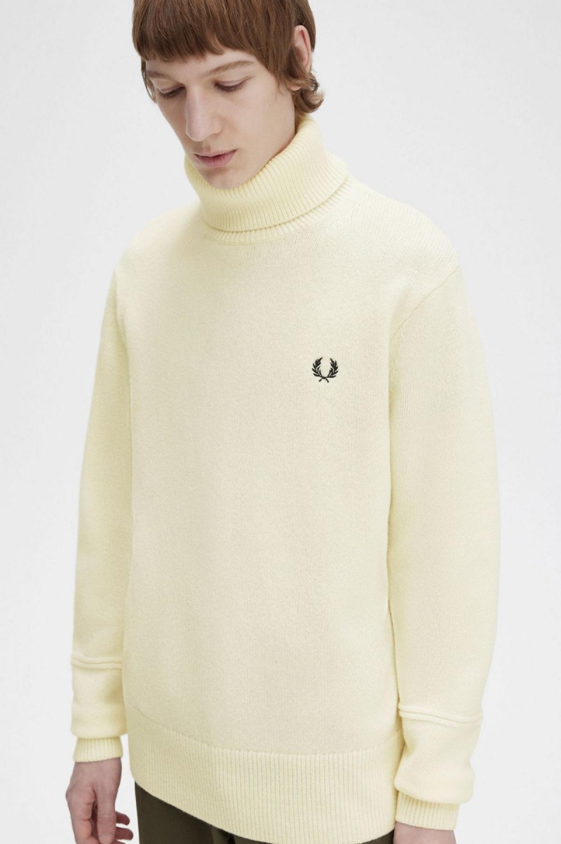 Knitwear Fred Perry Tricoté Roll Neck Jumper Homme Ecru | BFRSO16392