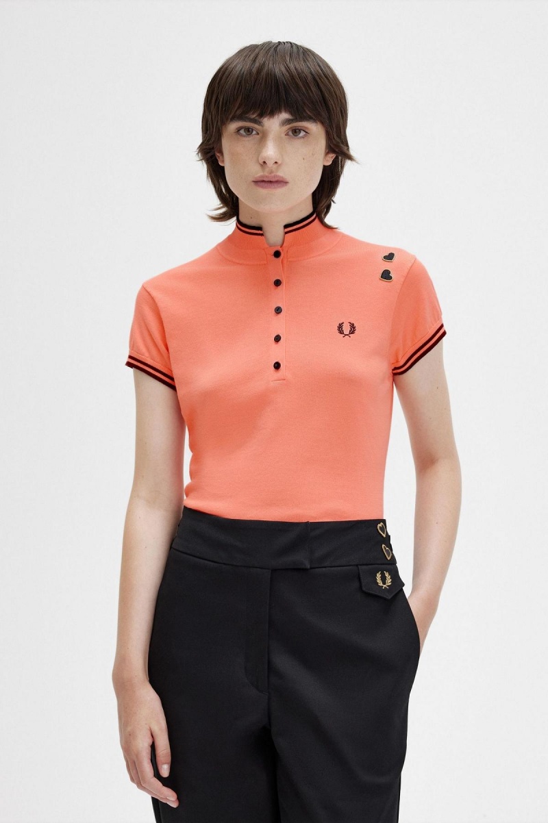 Knitwear Fred Perry Tricoté Shirt Femme Corail | FRDYB14060