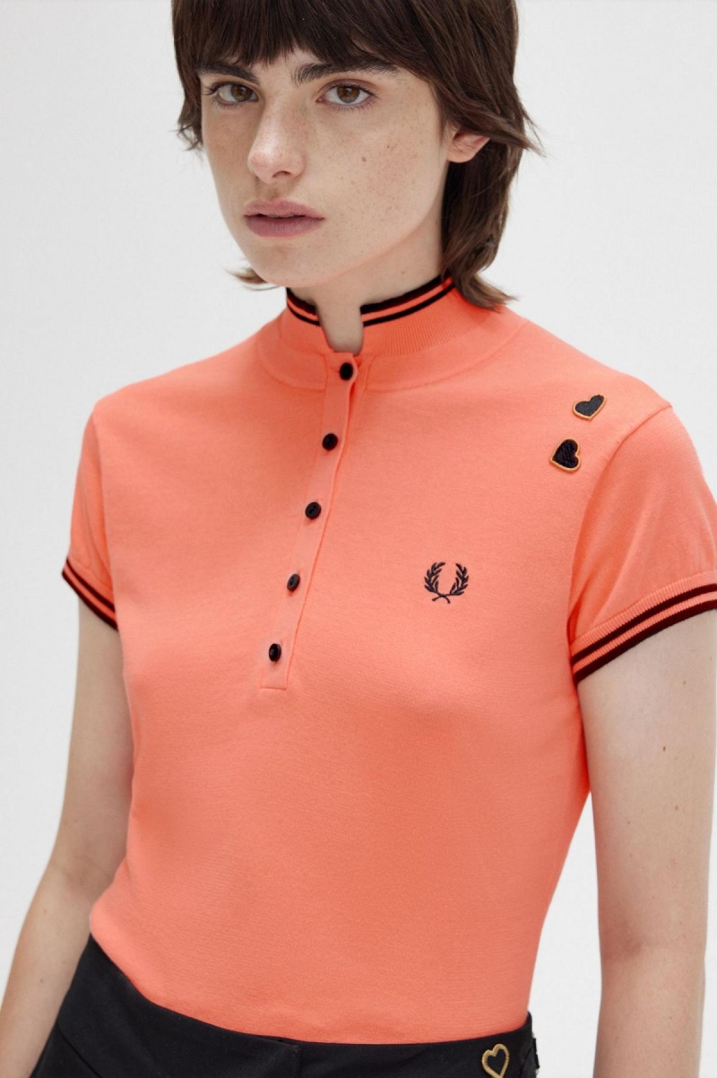 Knitwear Fred Perry Tricoté Shirt Femme Corail | FRDYB14060