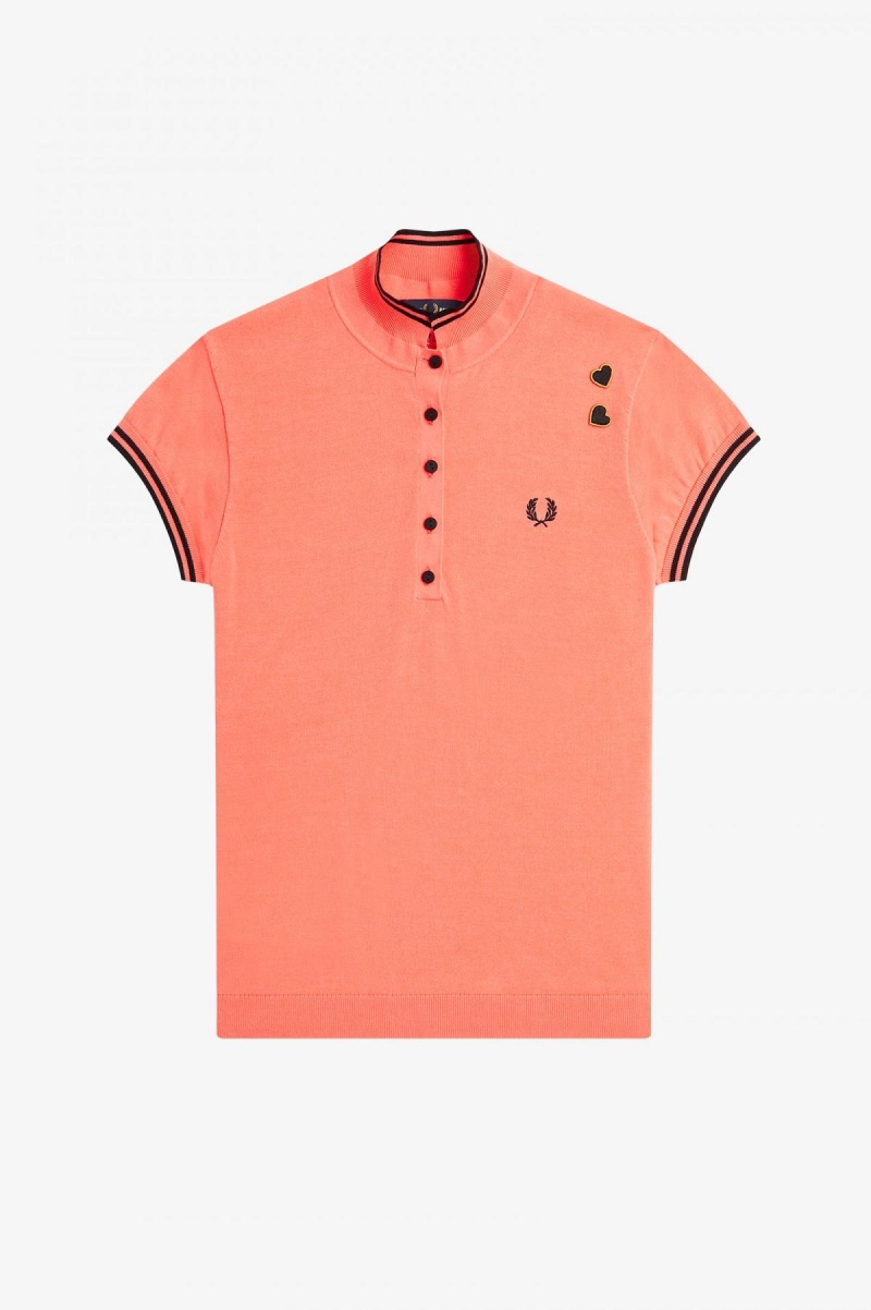 Knitwear Fred Perry Tricoté Shirt Femme Corail | FRDYB14060