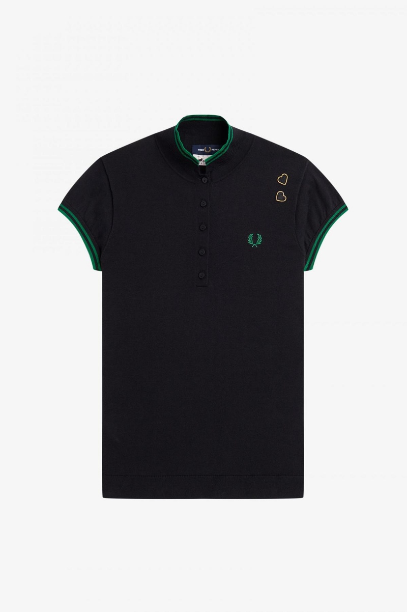 Knitwear Fred Perry Tricoté Shirt Femme Noir | AFRDF72103