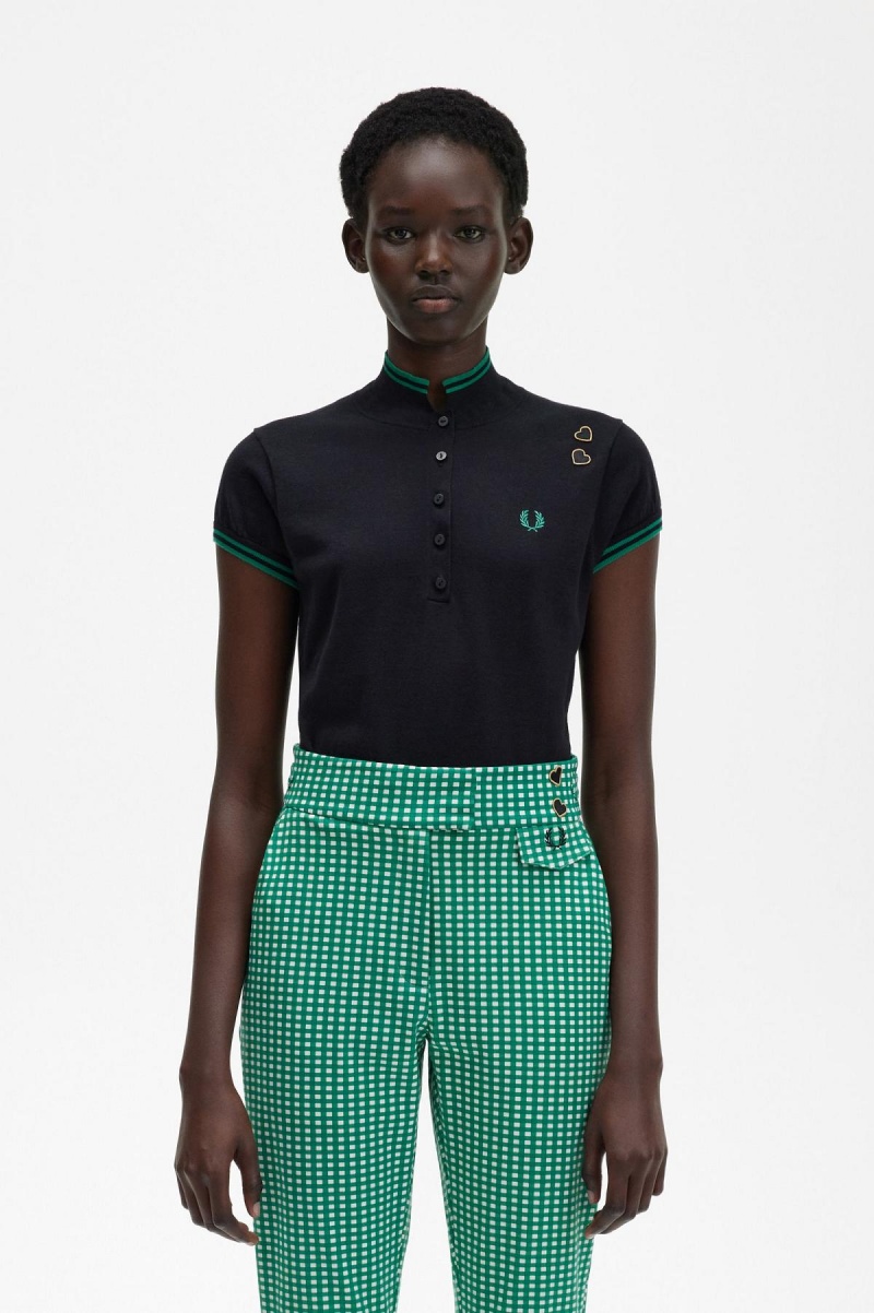 Knitwear Fred Perry Tricoté Shirt Femme Noir | AFRDF72103