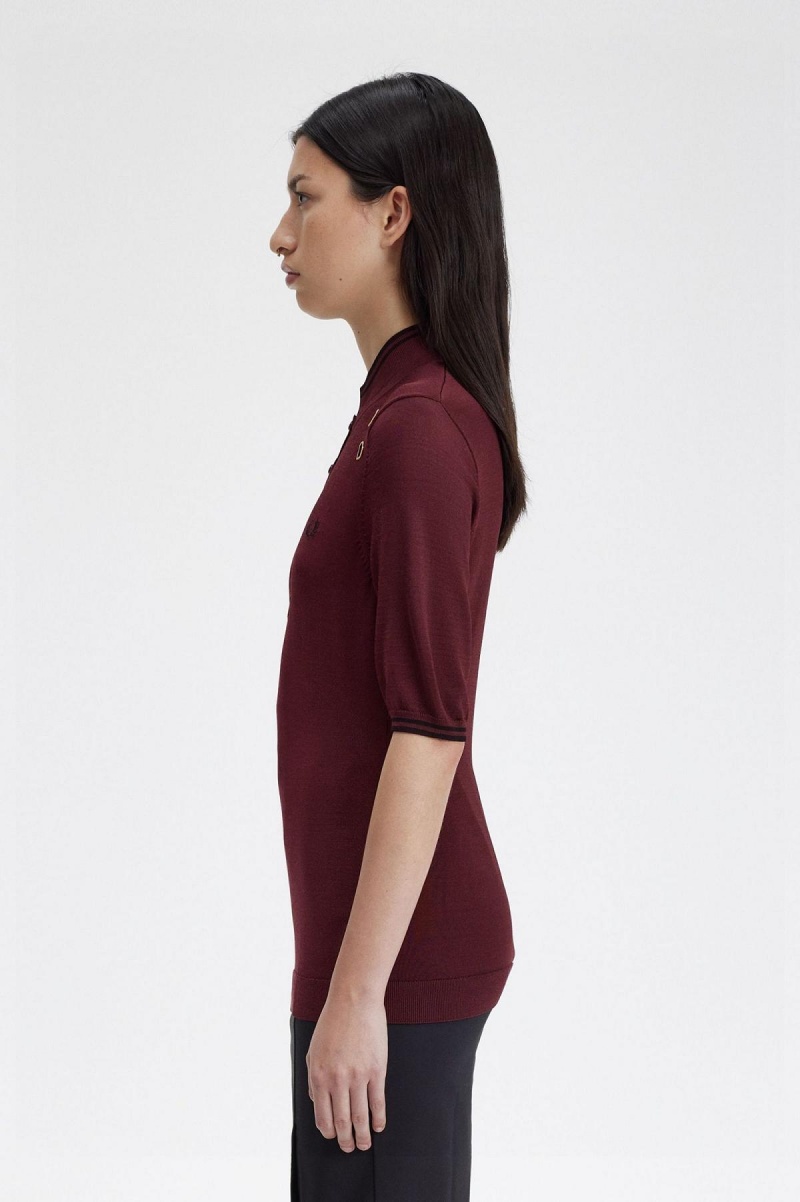 Knitwear Fred Perry Tricoté Shirt Femme Oxblood | LFRTR68692