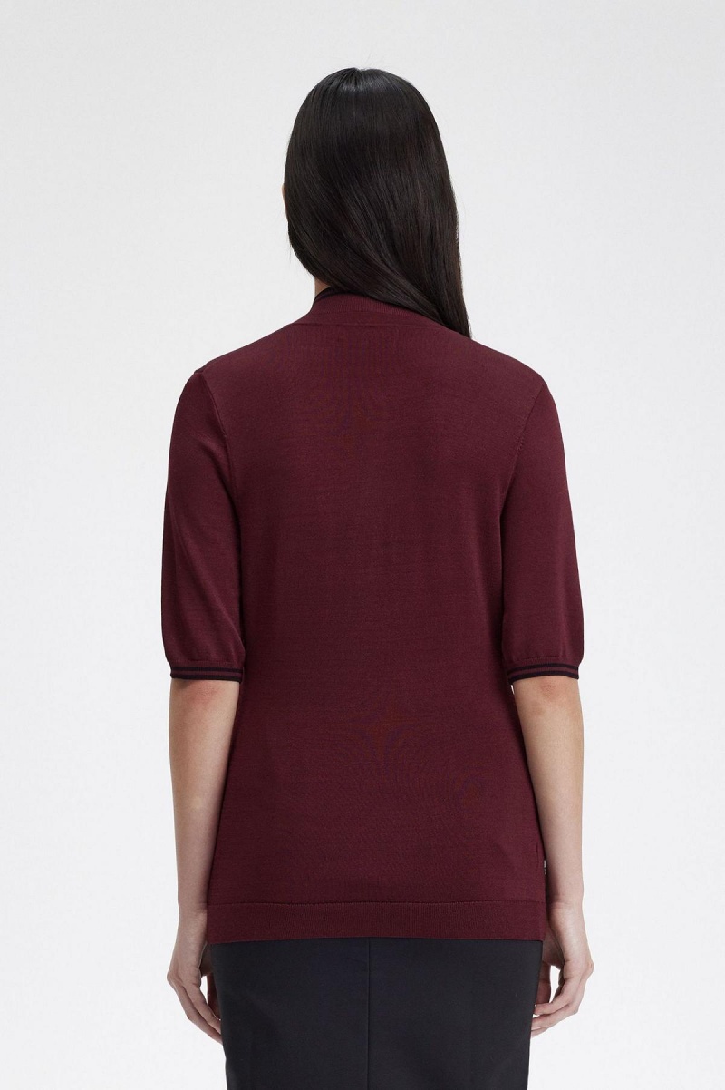 Knitwear Fred Perry Tricoté Shirt Femme Oxblood | LFRTR68692