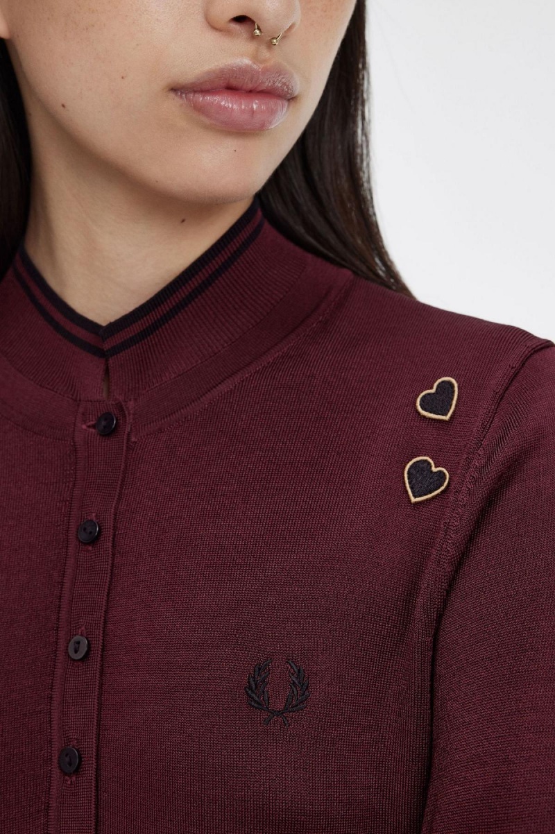 Knitwear Fred Perry Tricoté Shirt Femme Oxblood | LFRTR68692