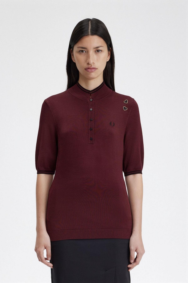 Knitwear Fred Perry Tricoté Shirt Femme Oxblood | LFRTR68692