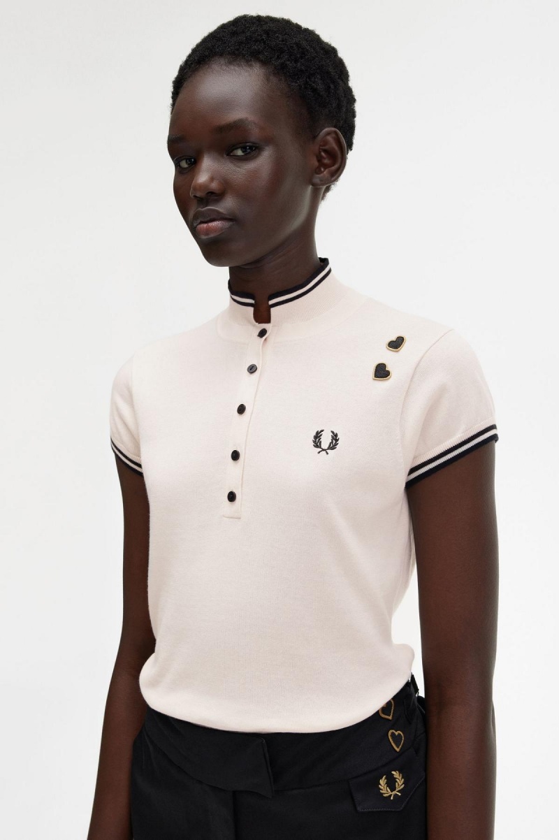 Knitwear Fred Perry Tricoté Shirt Femme Rose | XFRGW39375