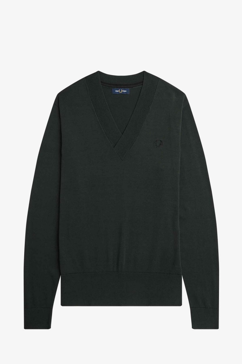 Knitwear Fred Perry V-Neck Jumper Homme Vert | FRZPD22290