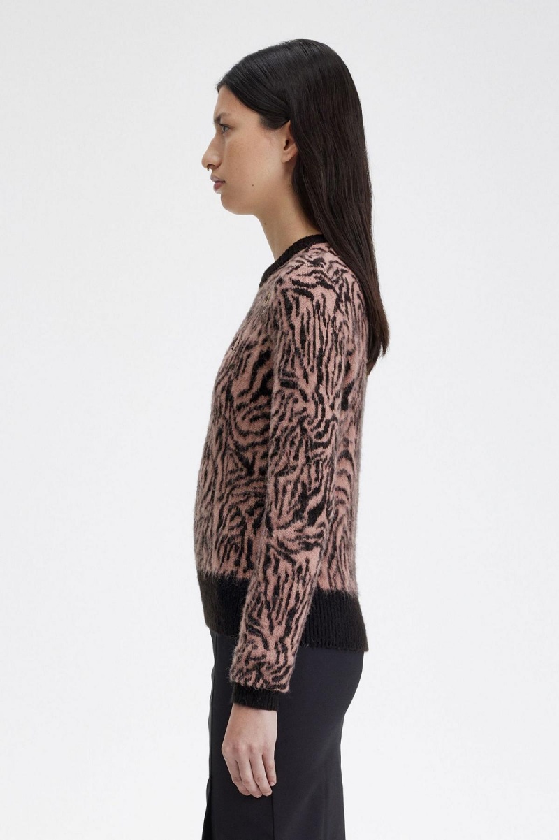 Knitwear Fred Perry Zebra Jumper Femme Rose Rose | FRXMI52948