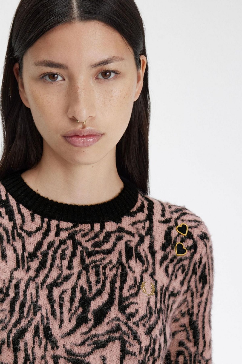 Knitwear Fred Perry Zebra Jumper Femme Rose Rose | FRXMI52948