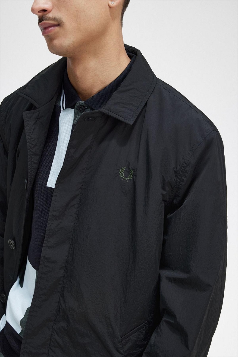 Manteaux Fred Perry Button Through Mac Homme Noir | TFRWZ53050