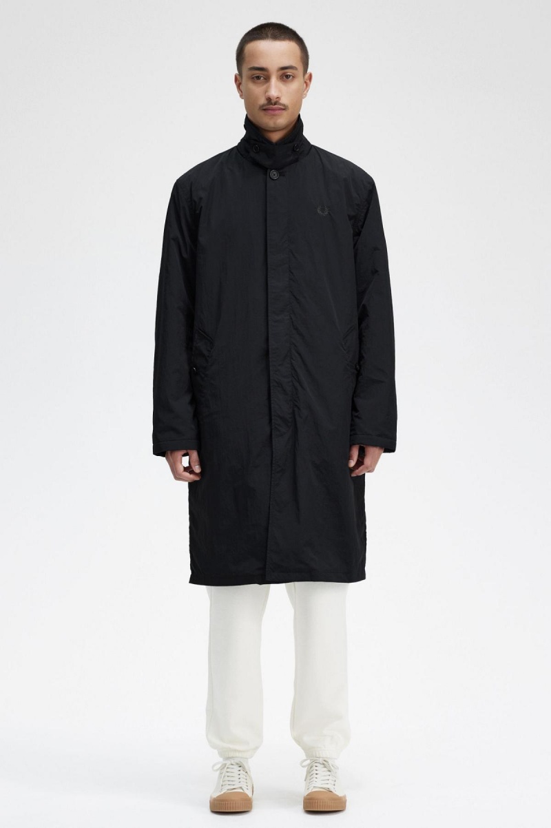 Manteaux Fred Perry Button Through Mac Homme Noir | TFRWZ53050