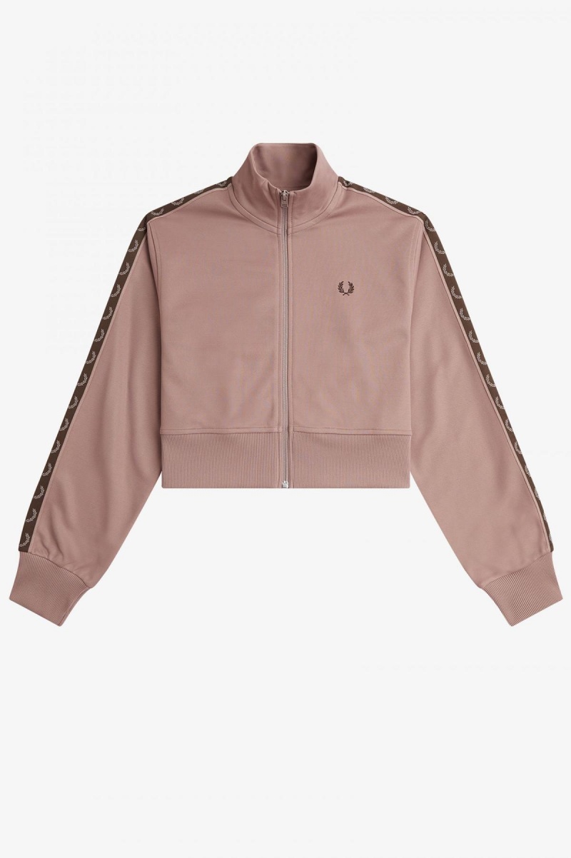 Manteaux Fred Perry Cropped Taped Femme Rose Foncé | SFRVO33701