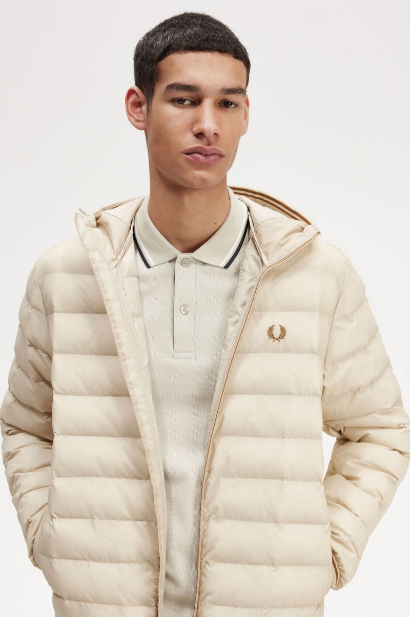 Manteaux Fred Perry Encapuchonné Insulated Homme Oatmeal | PFRER91321