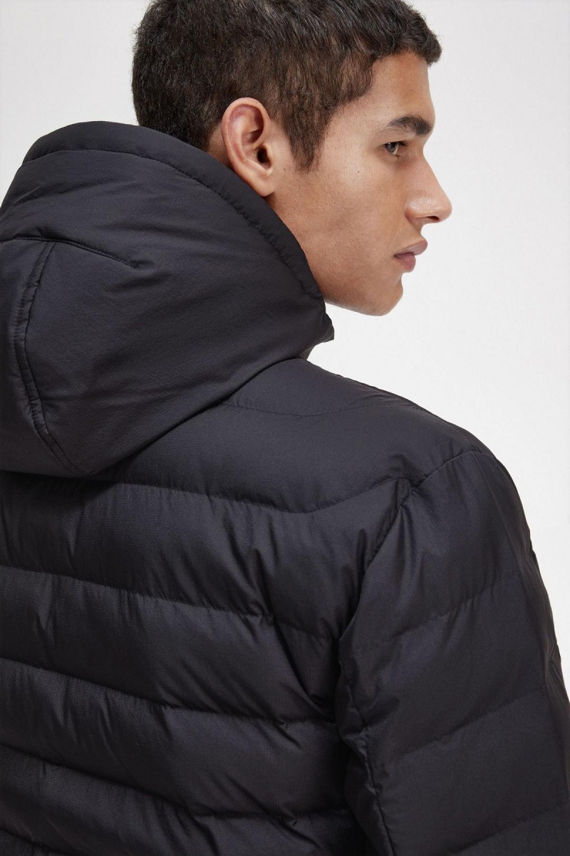 Manteaux Fred Perry Encapuchonné Insulated Homme Noir | SFRVO23190