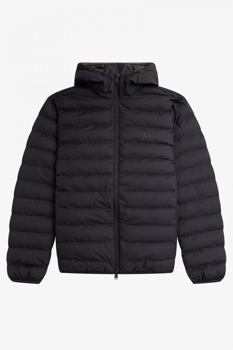 Manteaux Fred Perry Encapuchonné Insulated Homme Noir | SFRVO23190