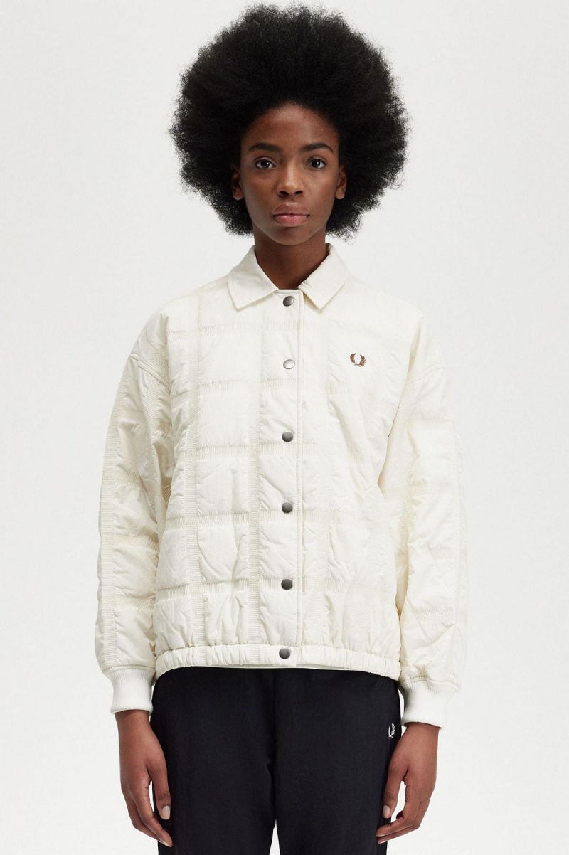 Manteaux Fred Perry Matelassé Femme Ecru | FRQAV27221