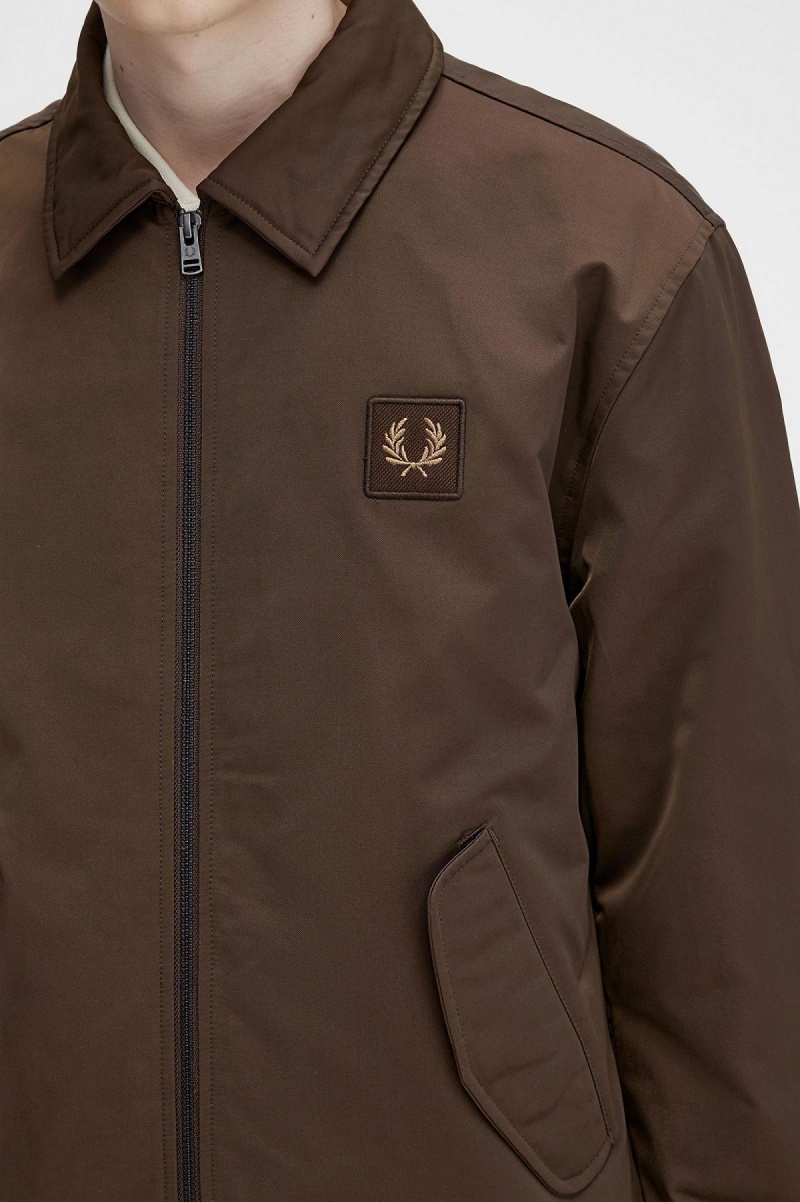 Manteaux Fred Perry Matelassé Zip Through Homme Burnt Tobacco | FRCIF46602