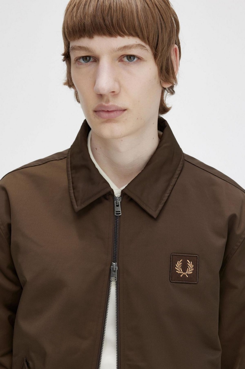 Manteaux Fred Perry Matelassé Zip Through Homme Burnt Tobacco | FRCIF46602