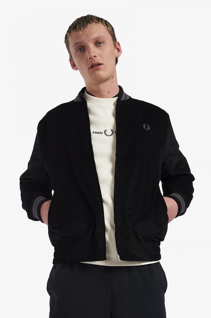 Manteaux Fred Perry Needlecord Tennis Bomber Homme Noir | FRZDE24133