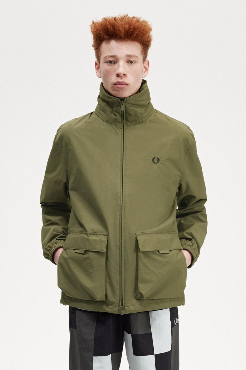 Manteaux Fred Perry Patch Pocket Zip Through Homme Vert | FREAH86379