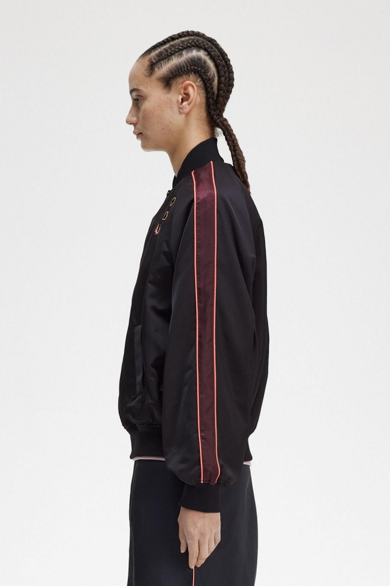 Manteaux Fred Perry Printed Lining Bomber Femme Noir | PFRQX34261