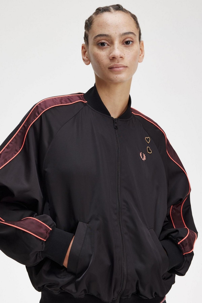 Manteaux Fred Perry Printed Lining Bomber Femme Noir | PFRQX34261