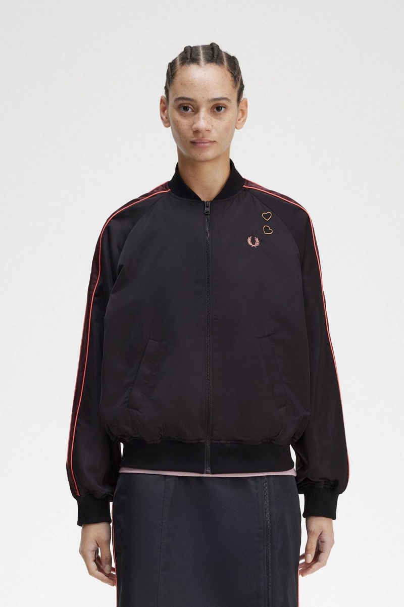 Manteaux Fred Perry Printed Lining Bomber Femme Noir | PFRQX34261