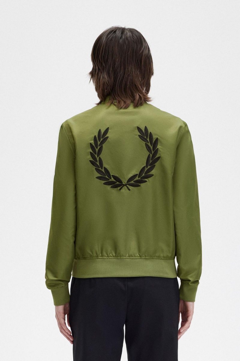 Manteaux Fred Perry Printed Lining Zip-Through Femme Vert | MFRHR97321