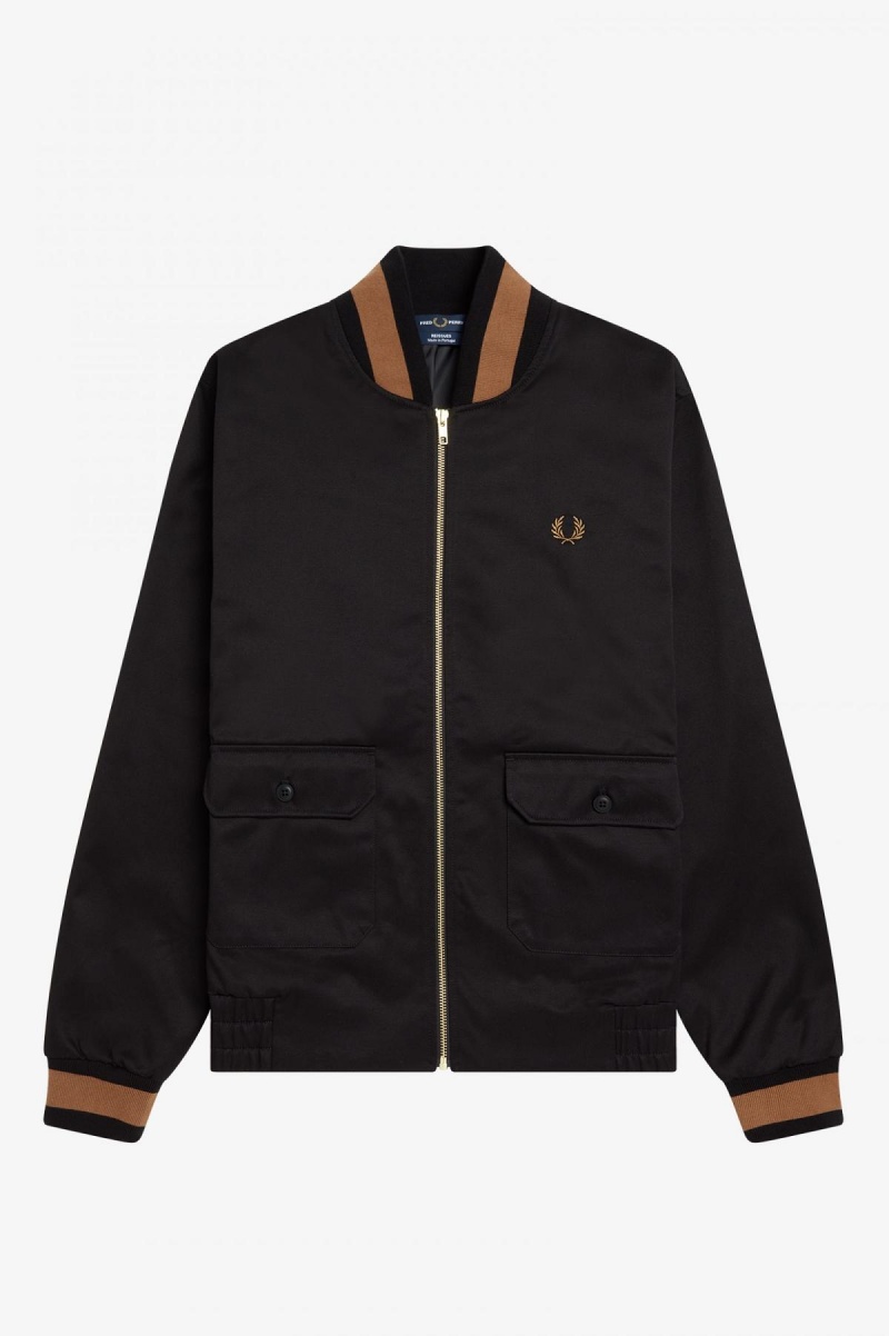 Manteaux Fred Perry Tennis Bomber Homme Noir | FRQCS66585