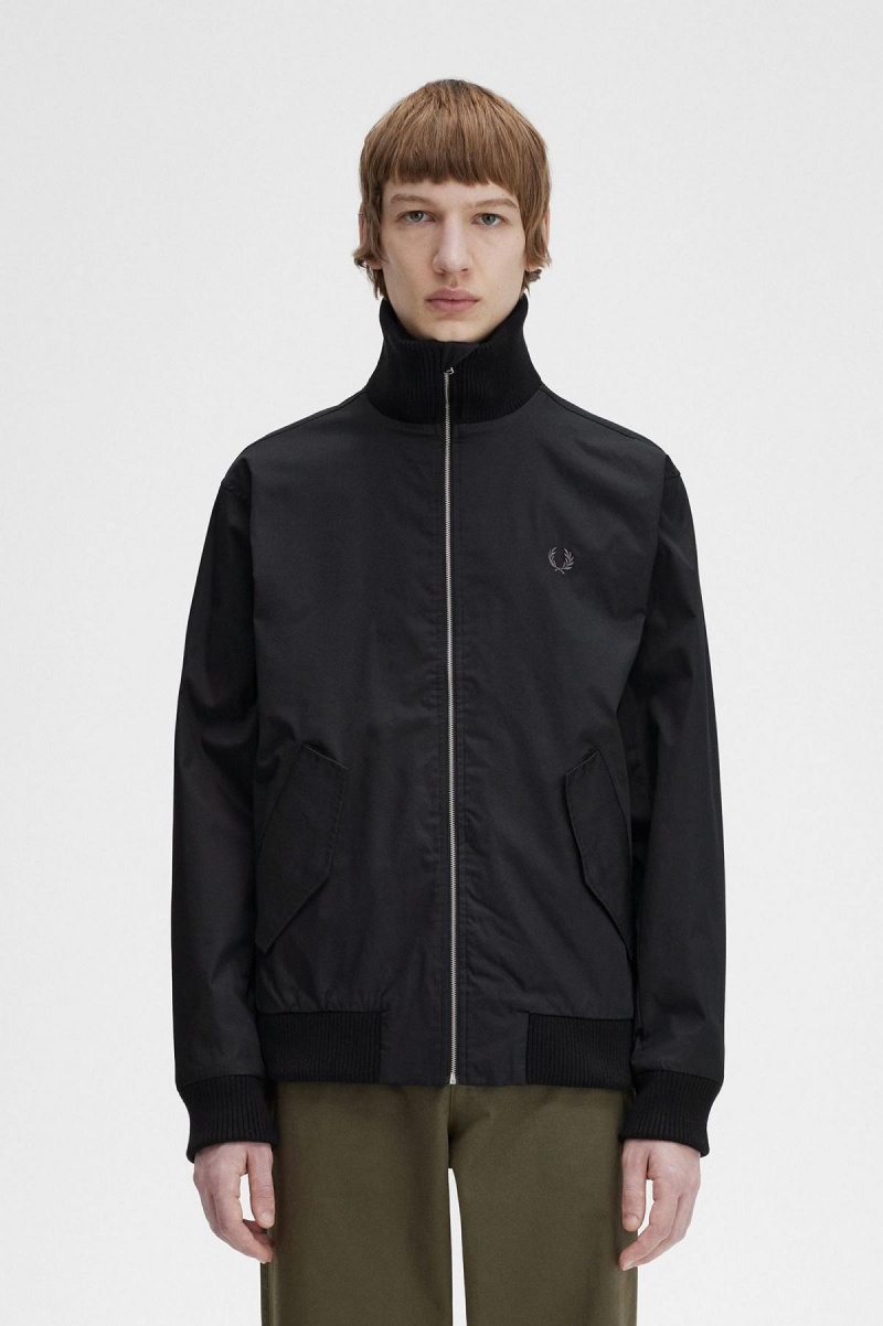 Manteaux Fred Perry Tricoté Rib Tennis Bomber Homme Noir | FFRHY62220