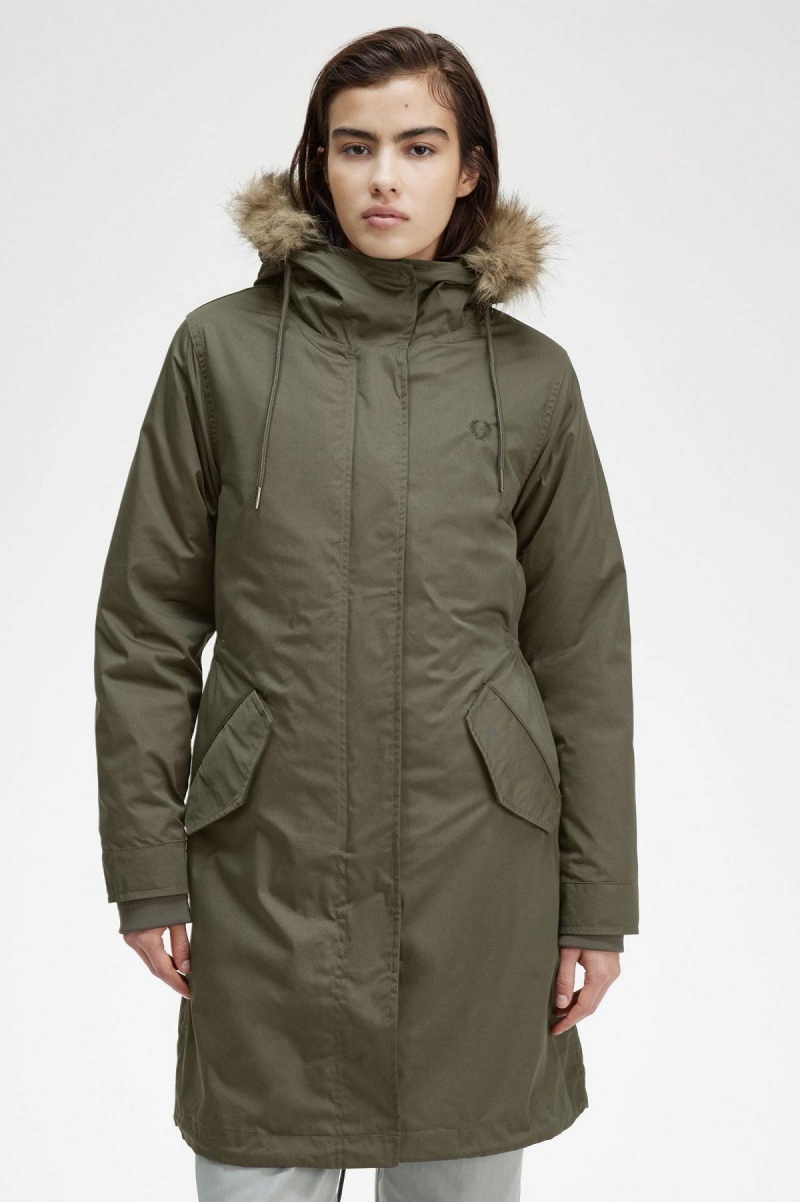 Manteaux Fred Perry Zip-In Liner Parka Femme Vert | BFRSD28016