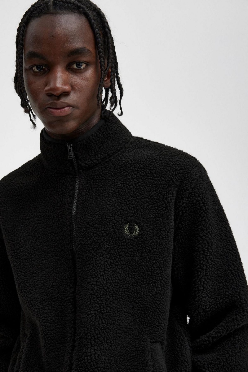 Manteaux Fred Perry Zip Through Borg Fleece Homme Noir | LFRSX91315