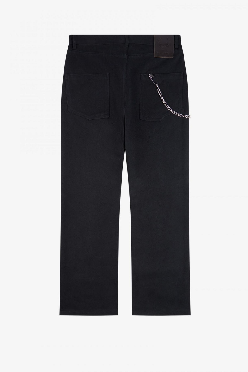 Pantalons Fred Perry Brushed Denim Trousers Homme Noir | FFRHY11933