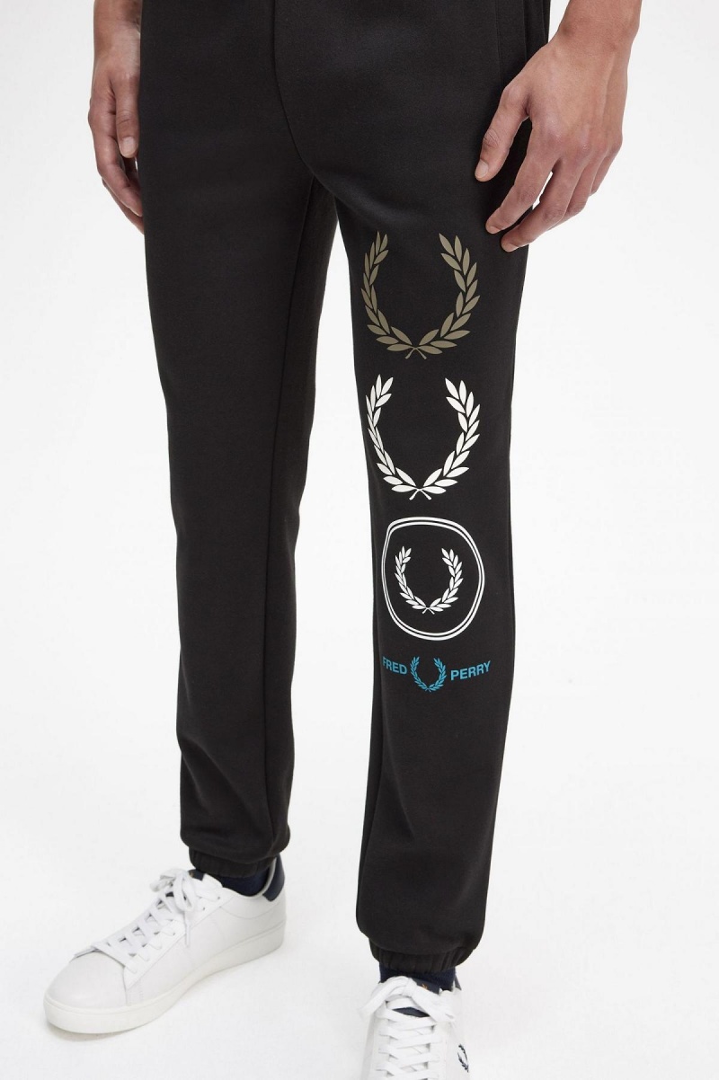 Pantalons Fred Perry Graphique Branding Sweatpants Homme Noir | FRJZR68129