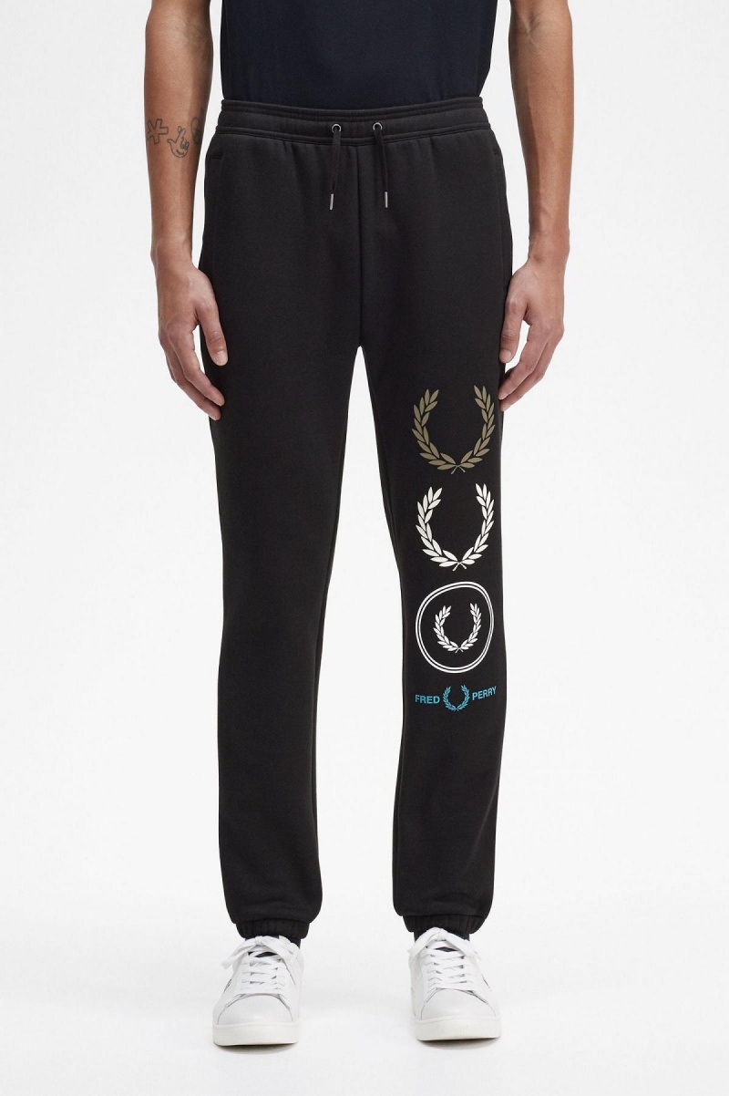 Pantalons Fred Perry Graphique Branding Sweatpants Homme Noir | FRJZR68129