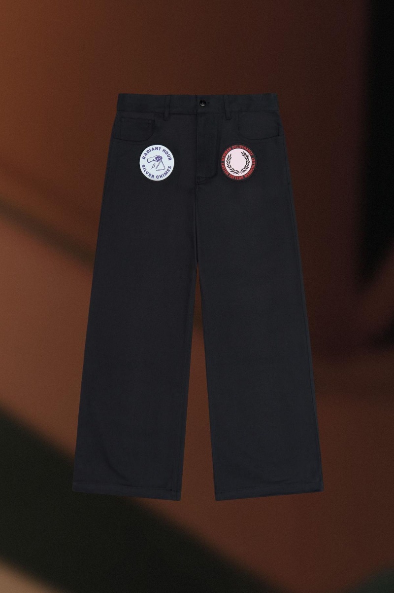 Pantalons Fred Perry Patch Detail Denim Trousers Homme Noir | LFRSX74604