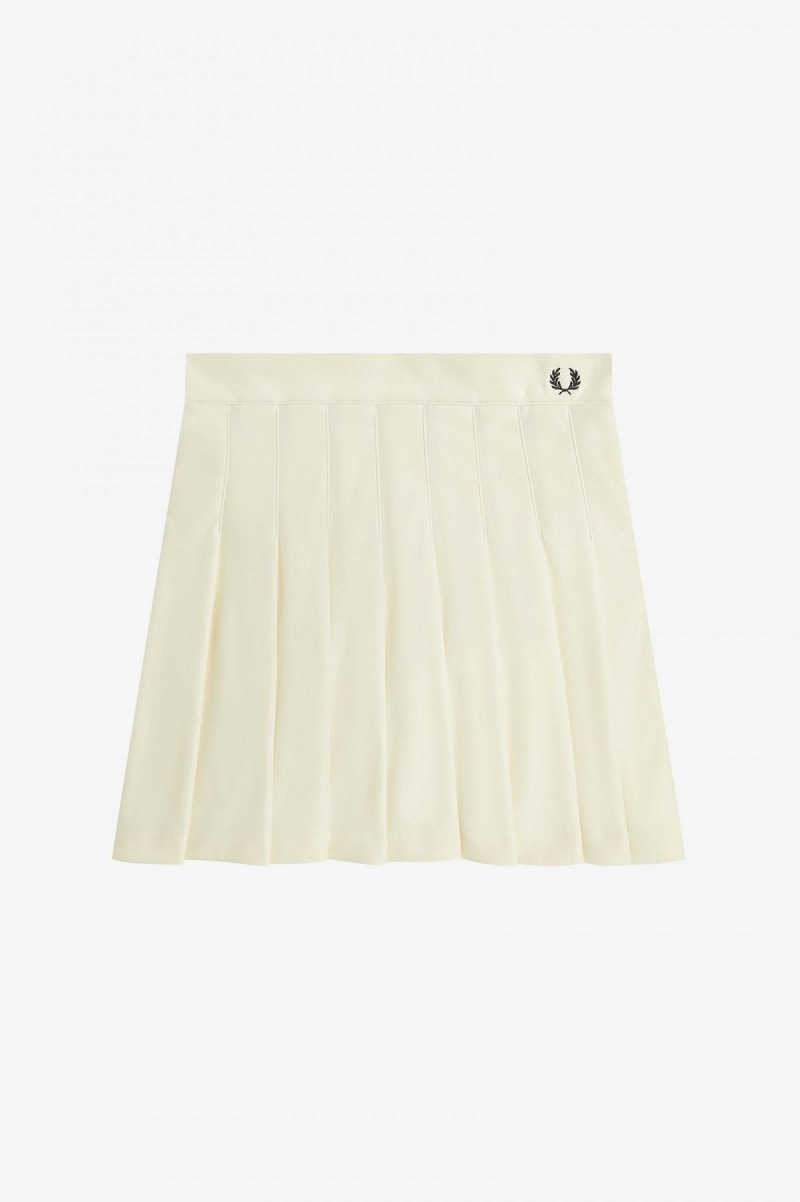 Pantalons Fred Perry Plissé Tennis Femme Ecru | SFRVO10525