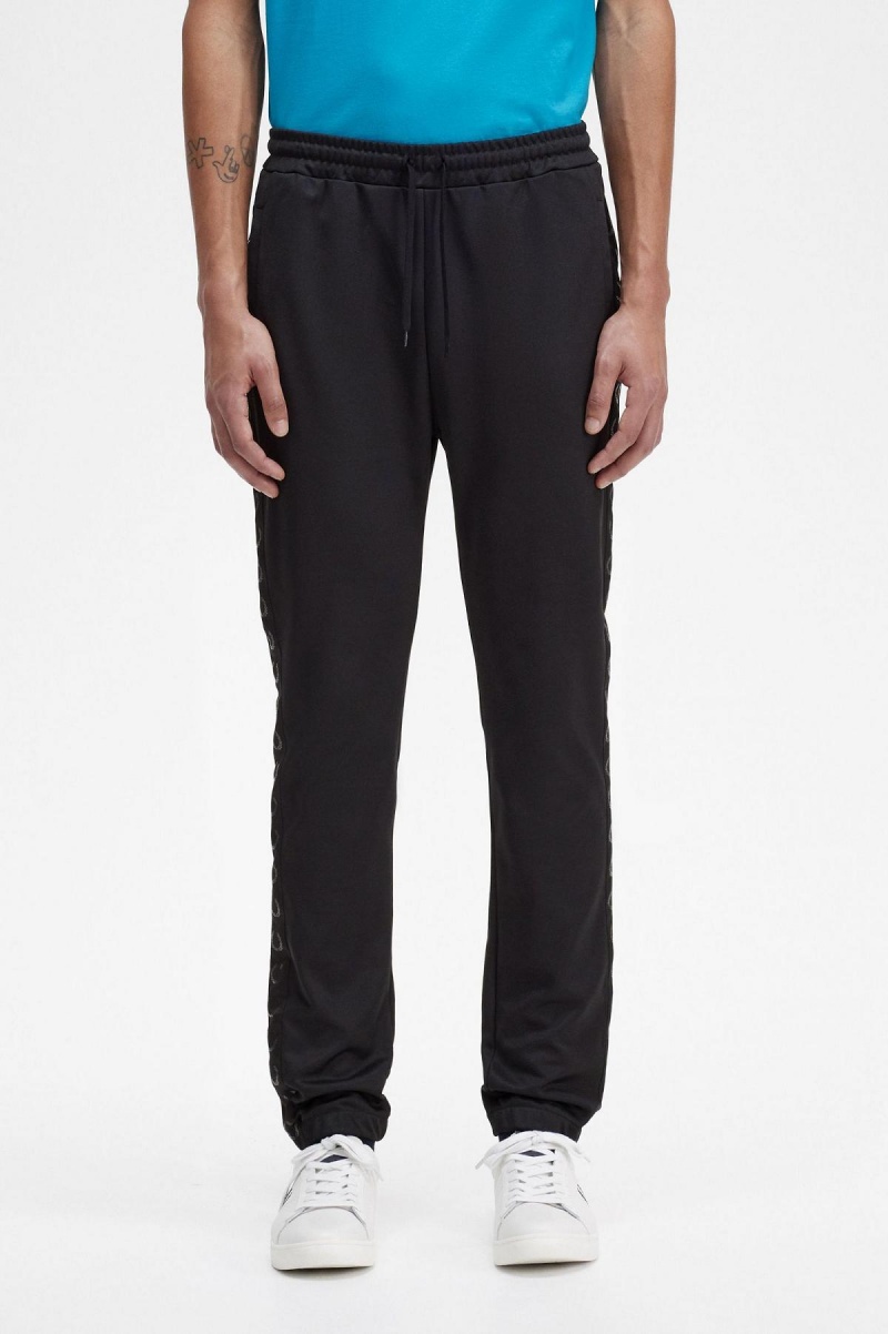 Pantalons Fred Perry Taped Piste Pants Homme Noir Noir | FRDYB30333