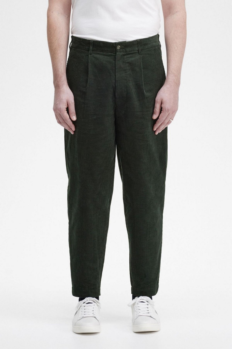 Pantalons Fred Perry Waffle Cord Tapered Trousers Homme Vert | FRXBR13045