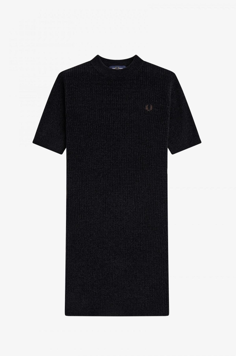 Peignoir Fred Perry Chenille Rib Femme Noir | FRQCS60346