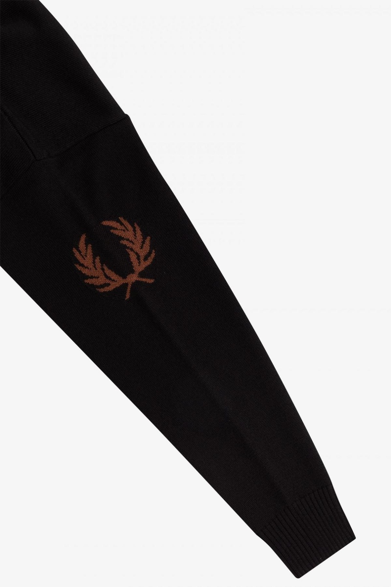 Peignoir Fred Perry Laurel Wreath Tricoté Femme Noir | YFRGT13206