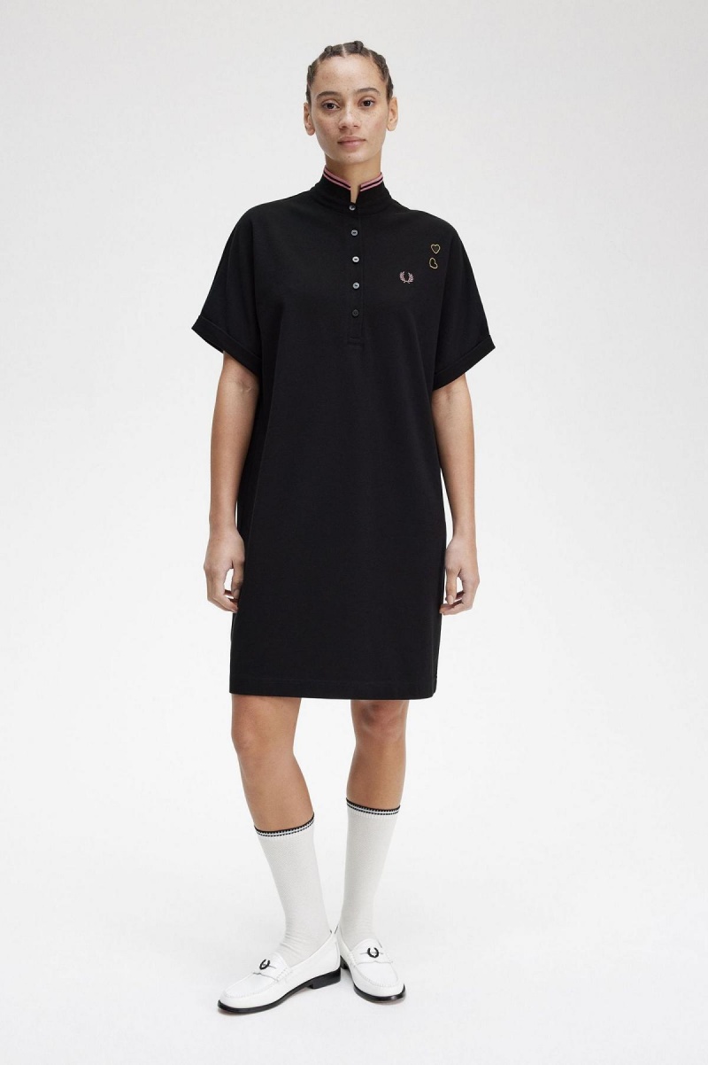 Peignoir Fred Perry Tipped Piqué Shirt Femme Noir | AFRWC45717